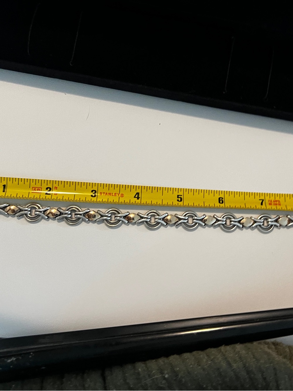 Heavy Vintage 950 Silver with Solid 18k links Bracelet with Box - Picture 8 of 10